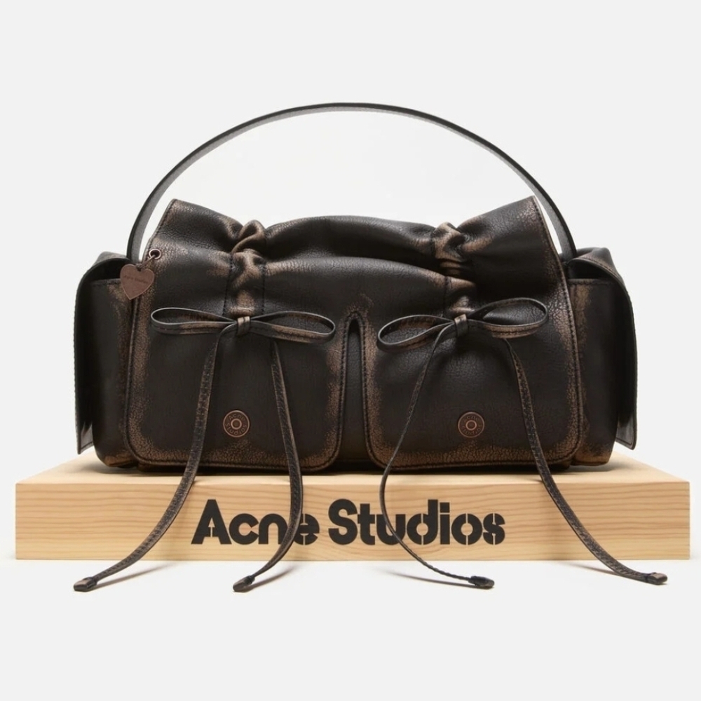 Acne Studios Multipocket Shoulder Bag in Dark Brown/Beige